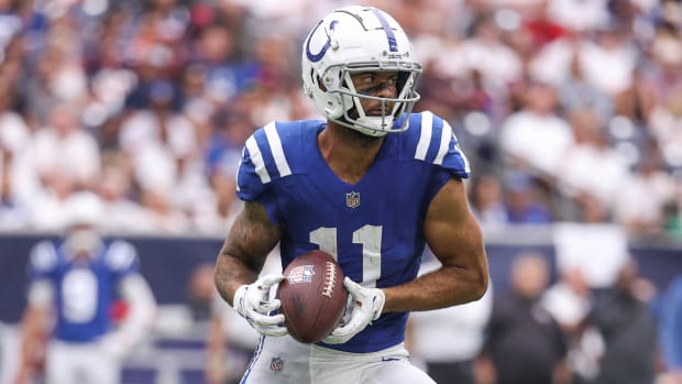 Colts wide receiver Michael Pittman Jr. (11) makes a reception during the second quarter of a game against the Texans.